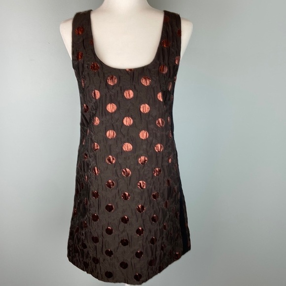 Marc by Marc Jacobs Polkadot A-Line Dress Shimmery Polka Dot Crinkle Fabric Sz 4 - Picture 4 of 14